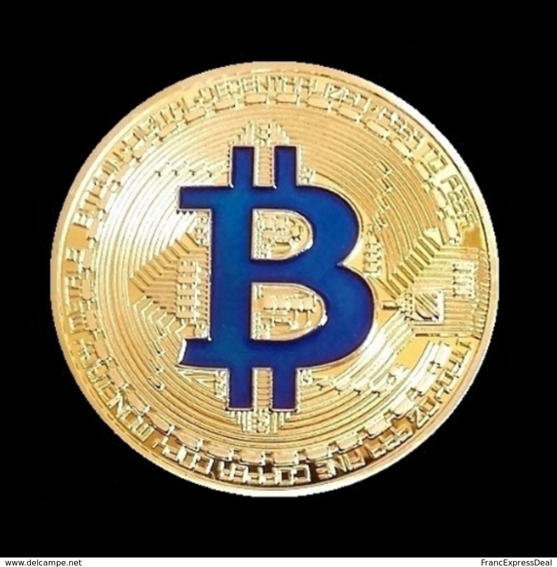 1 Pièce Plaquée OR ( GOLD Plated Coin ) - Bitcoin BTC ( Bleu ) - Other & Unclassified