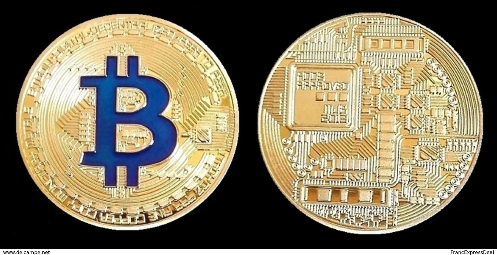 1 Pièce Plaquée OR ( GOLD Plated Coin ) - Bitcoin BTC ( Bleu ) - Other & Unclassified