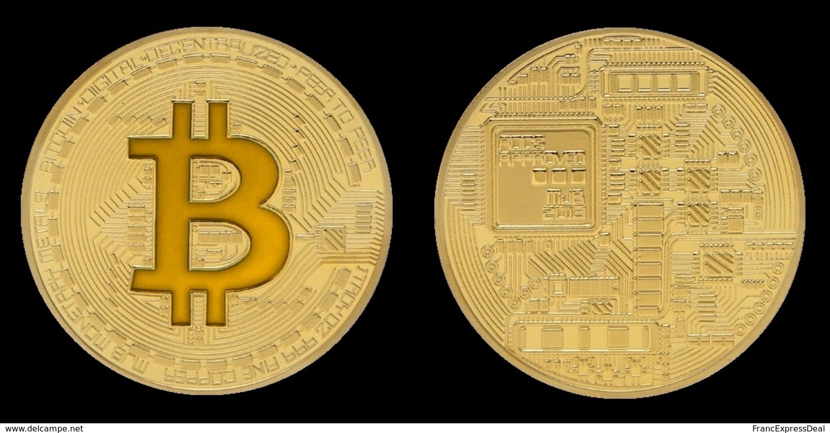 1 Pièce Plaquée OR ( GOLD Plated Coin ) - Bitcoin BTC ( Jaune ) - Other & Unclassified