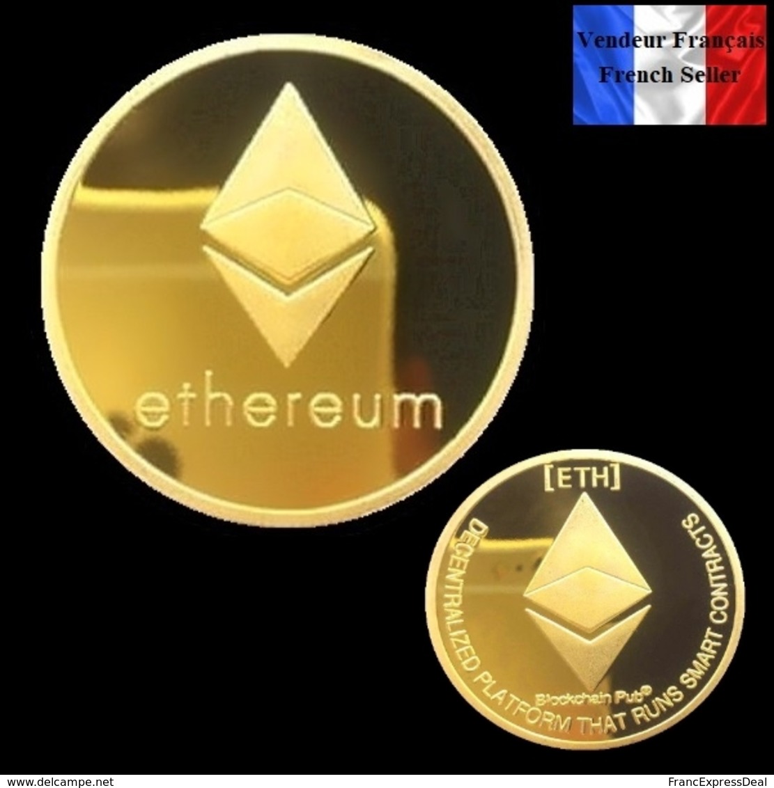 1 Pièce Plaquée OR ( GOLD Plated Coin ) - Ethereum ETH ( Ref 1 ) - Other & Unclassified