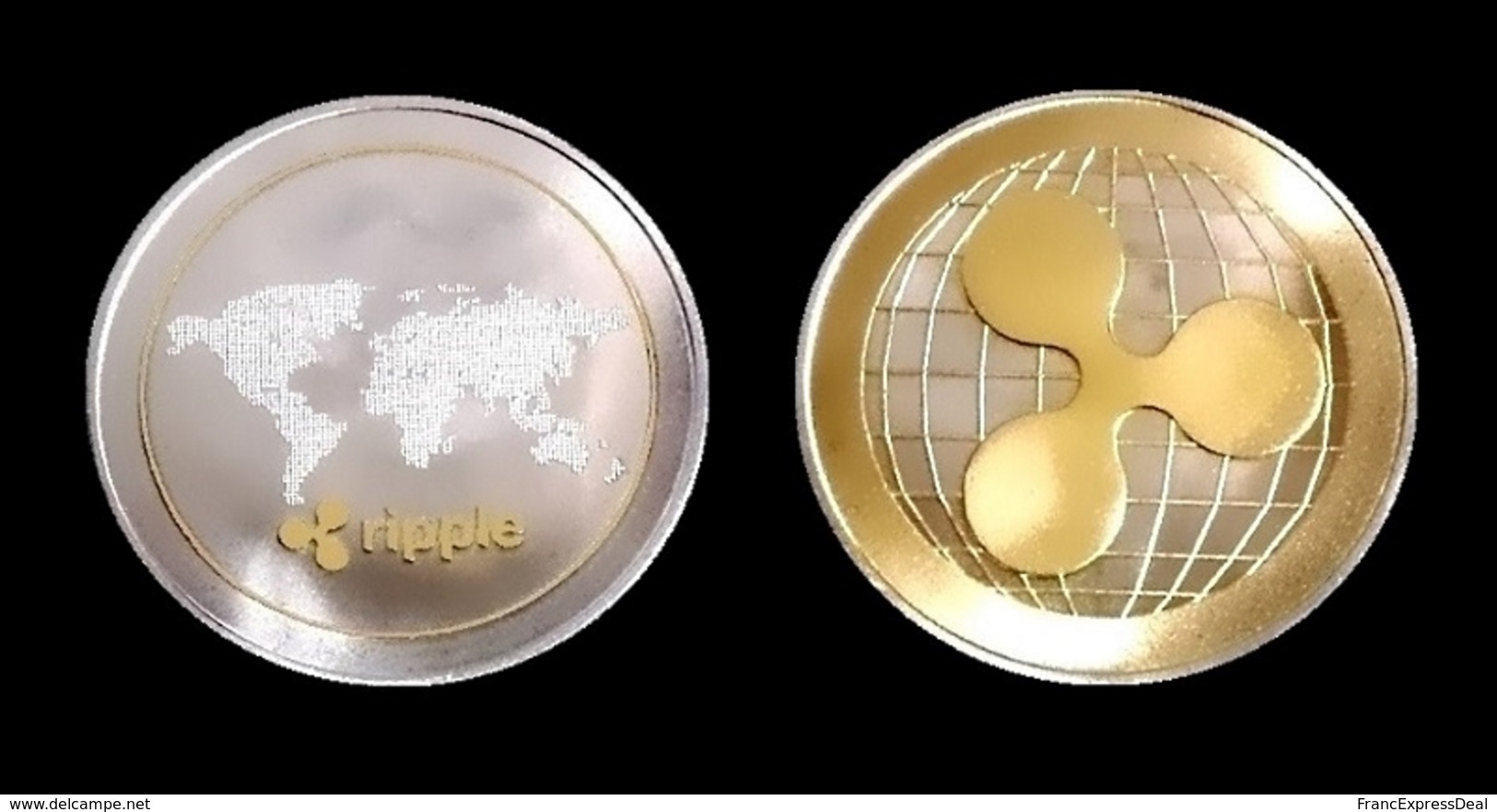 1 Pièce Plaquée OR Et ARGENT ( GOLD And SILVER Plated Coin ) - Ripple XRP - Other & Unclassified