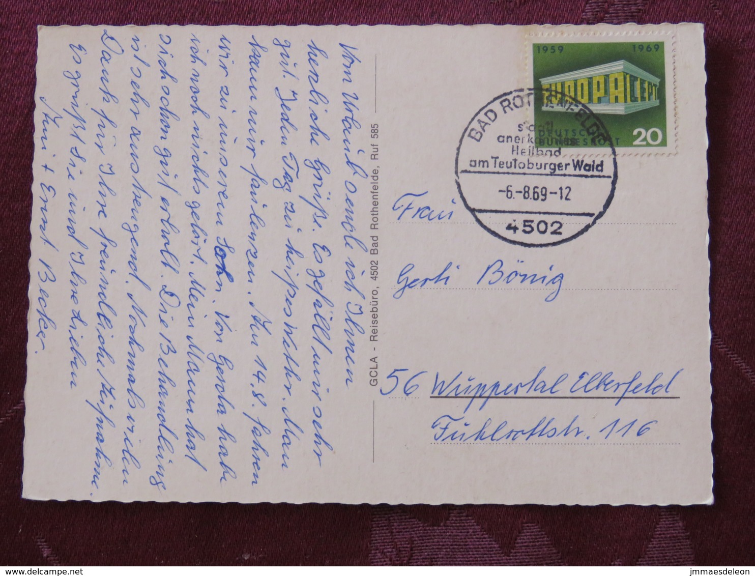 Germany 1969 Special Cancel On Postcard " Bad Rothenfelde " To Wuppertal - Europa CEPT - Briefe U. Dokumente