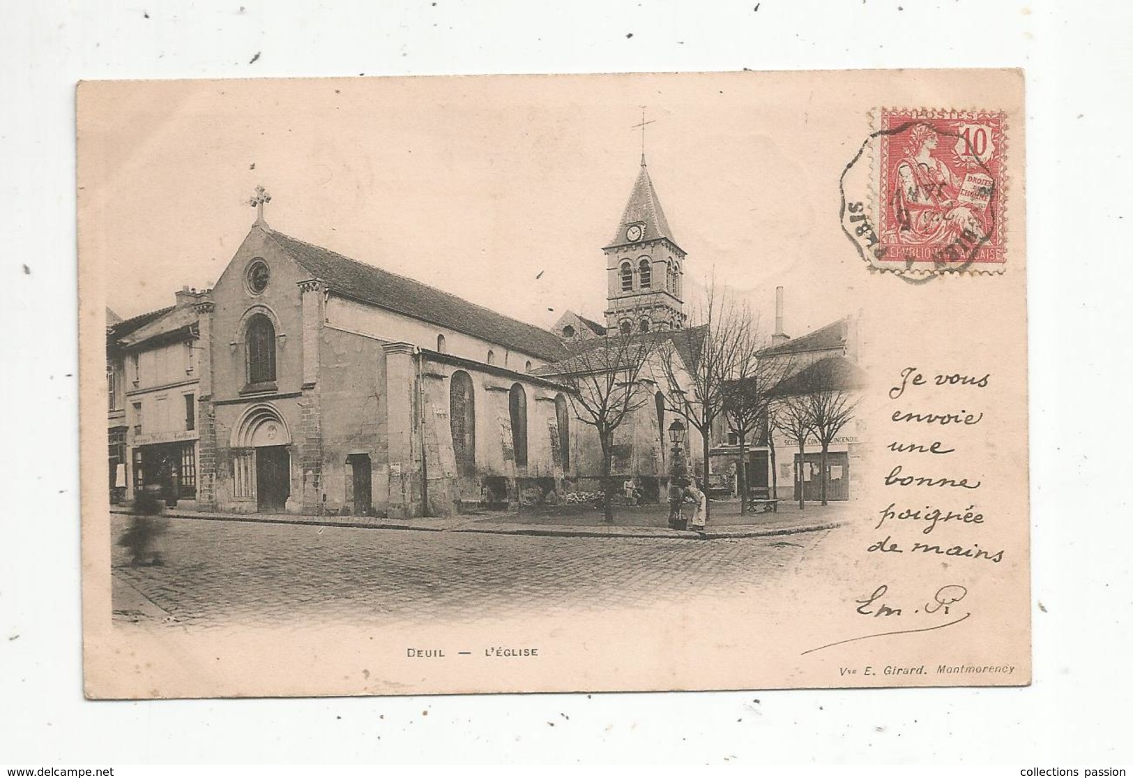 Cp , 95 , DEUIL LA BARRE , L'église, Voyagée 1903, Dos Simple - Deuil La Barre