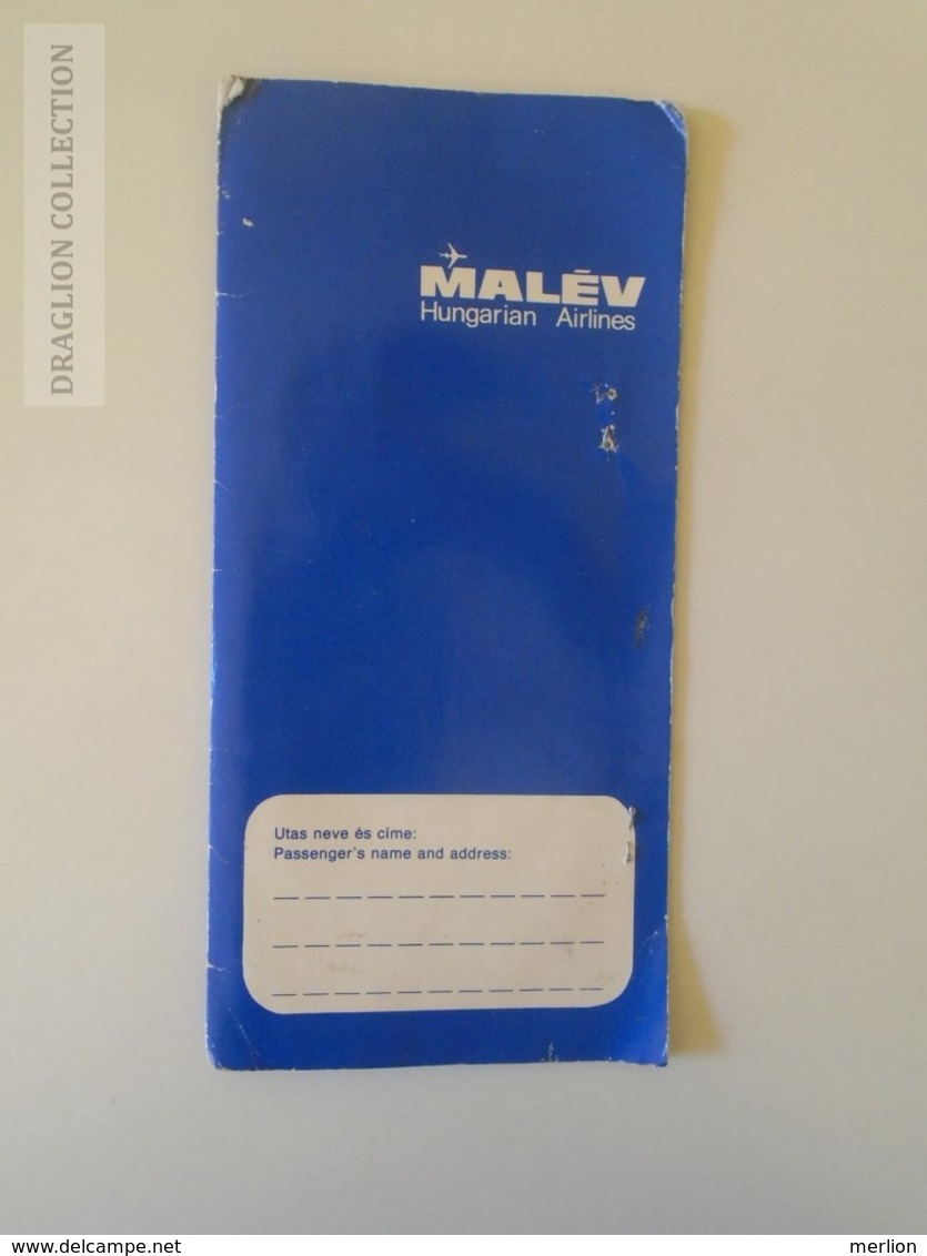 ZA144.2  Hungary MALÉV Hungarian  Airlines  TICKET  HOLDER  - Ca 1980's - Biglietti