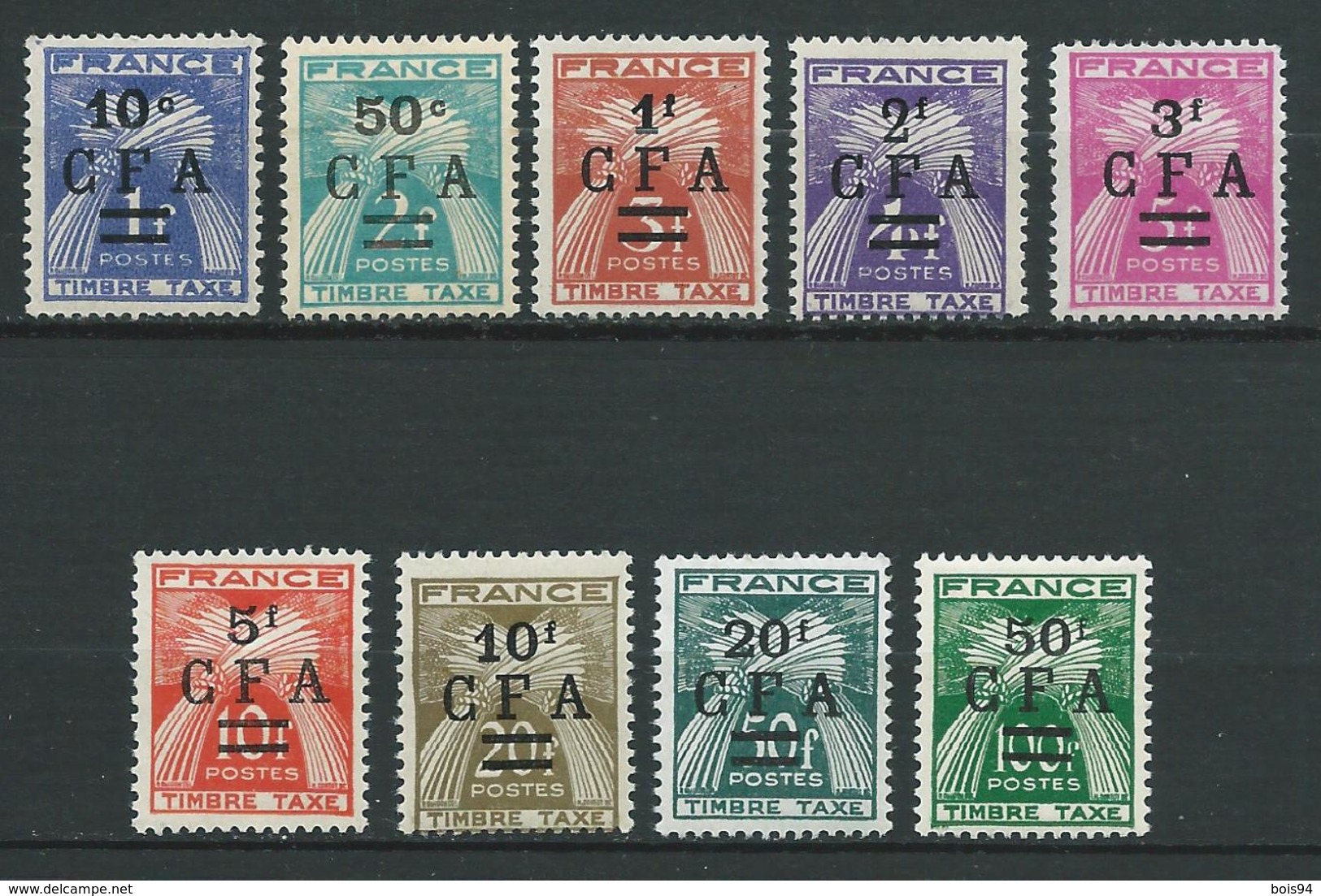 REUNION 1949/50 . Taxes. Série N°s 36 à 44 .  Neufs ** (MNH) - Postage Due