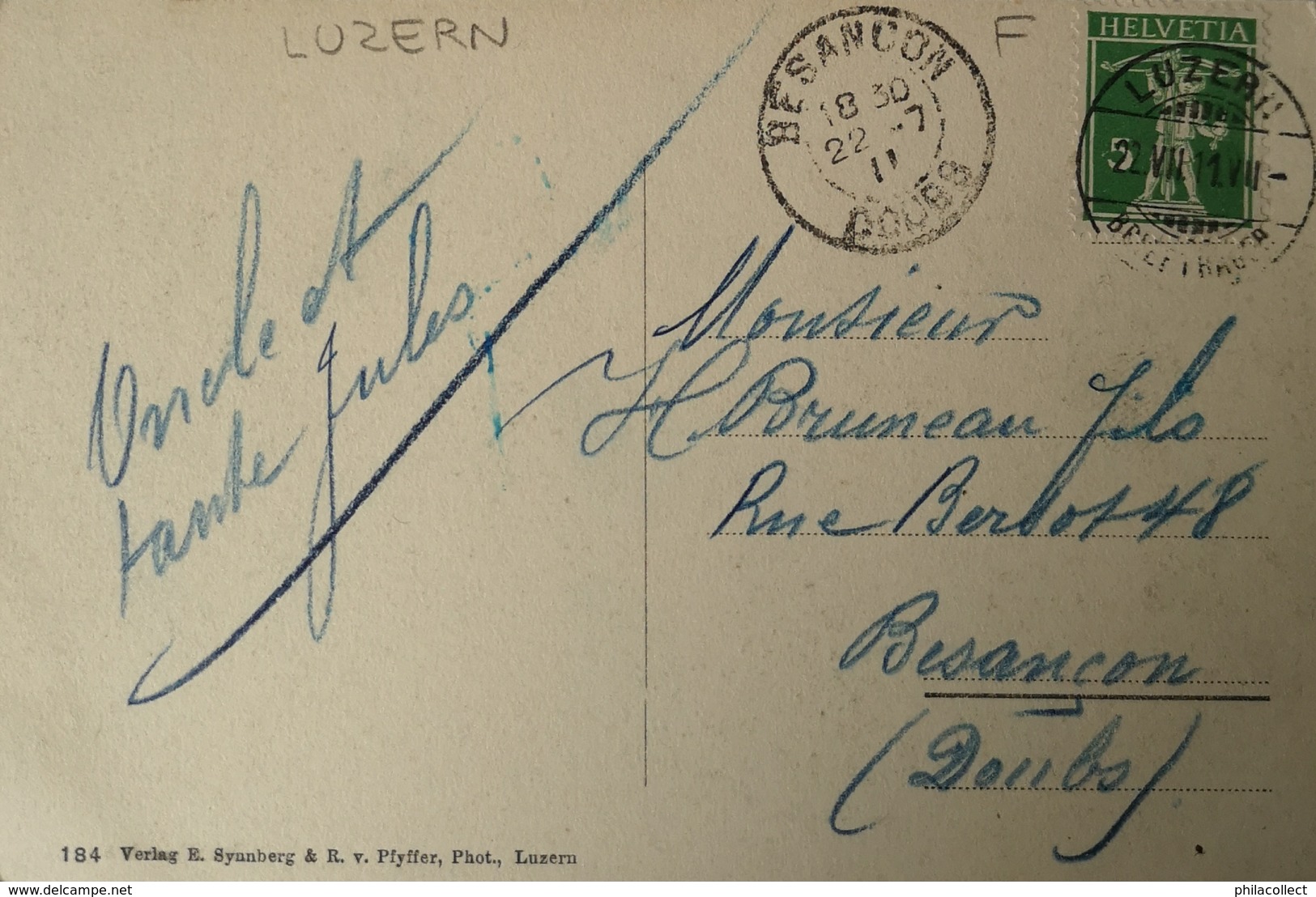 Suisse (Militair) Mobilisation 1911 Used Luzern - Luzern