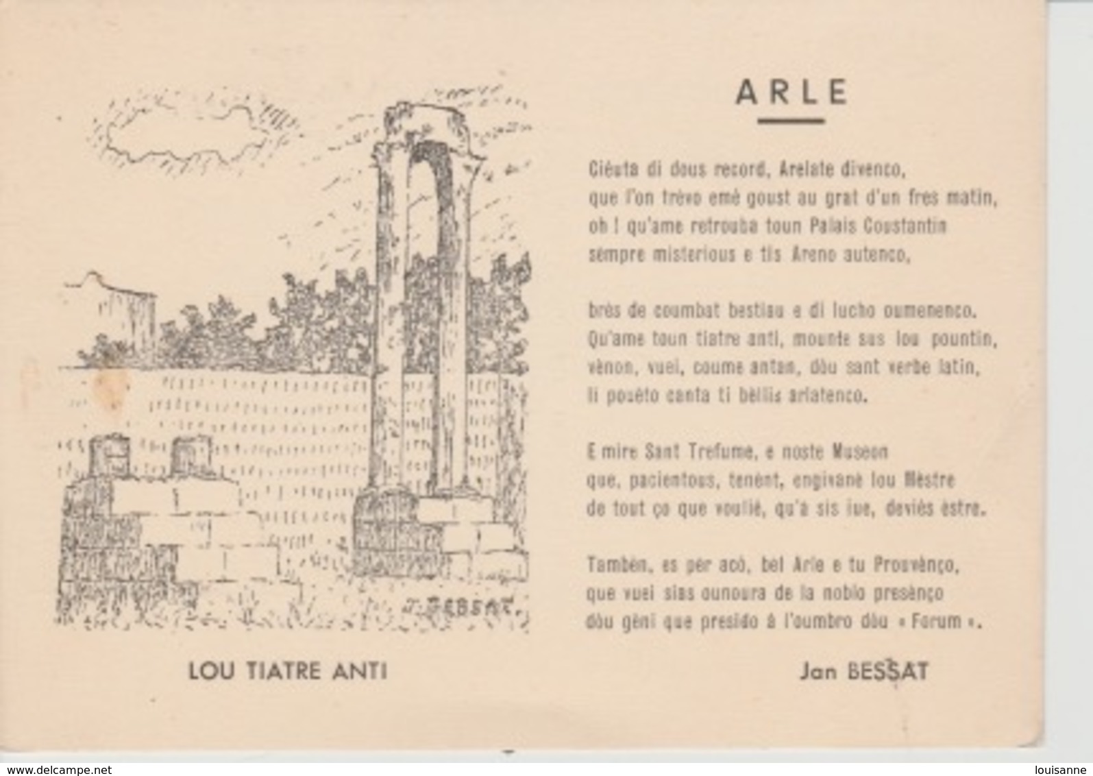 19 / 5 / 5. -    ARLE. - C P M  AVEC. POÈME  EN. PROVENÇAL( DE J. BESSAT ) - Arles