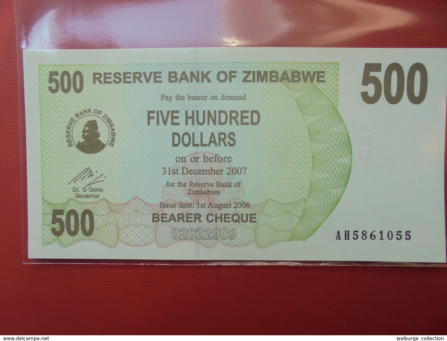 ZIMBABWE 500$ 2006 (BEARER CHEQUE) PEU CIRCULER/NEUF - Zimbabwe