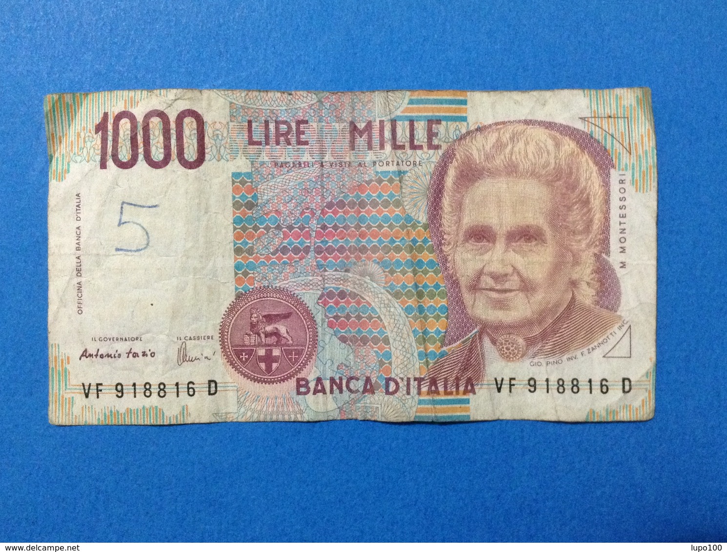 ITALIA BANCONOTA CIRCOLATA 1000 LIRE MONTESSORI LETTERA F FAZIO AMICI BANKNOTE BILLETE - 1000 Lire