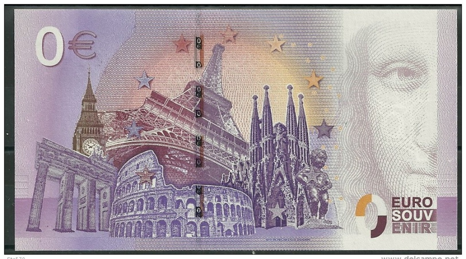 Billet Touristique 0 Euro 2016  PARIS 3 Monuments Tour Eiffel, Notre Dame, Arc De Triomphe - Essais Privés / Non-officiels