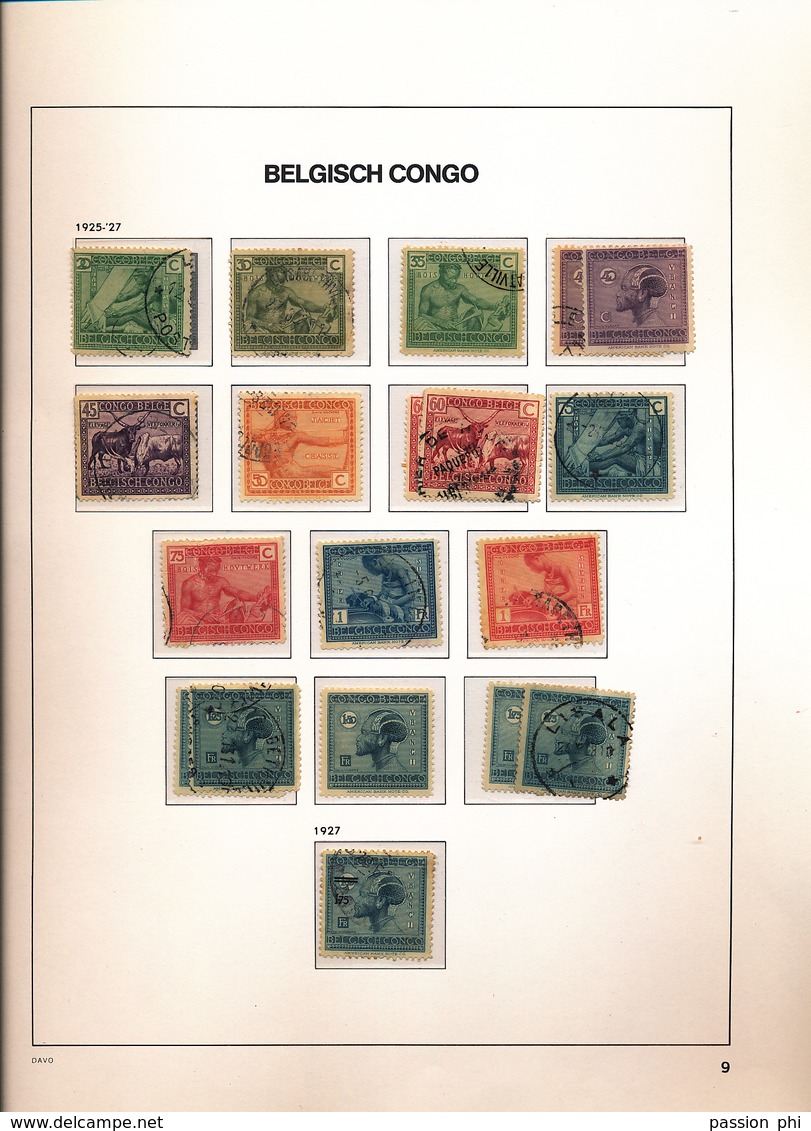 BELGIAN CONGO BELGE SUR FEUILLES DAVO PETIT FOND DE COLLECTION O ET NEUFS MIXTE AVEC OU SANS CHARNIERE