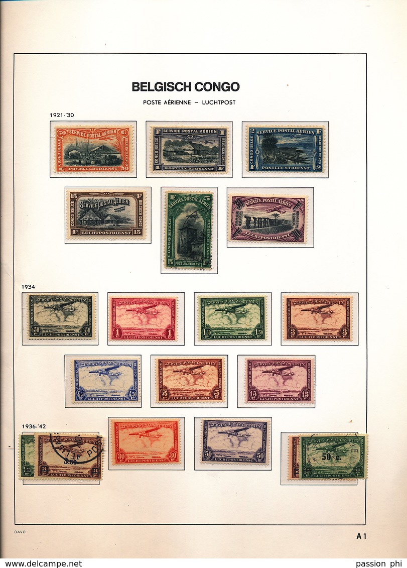 BELGIAN CONGO BELGE SUR FEUILLES DAVO PETIT FOND DE COLLECTION O ET NEUFS MIXTE AVEC OU SANS CHARNIERE