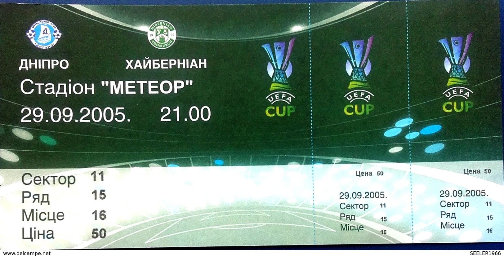 Football Tickets -  F.C.  DNIPRO V  HIBERNIAN F.C. , 2005 , EURO - CUP. - Tickets D'entrée