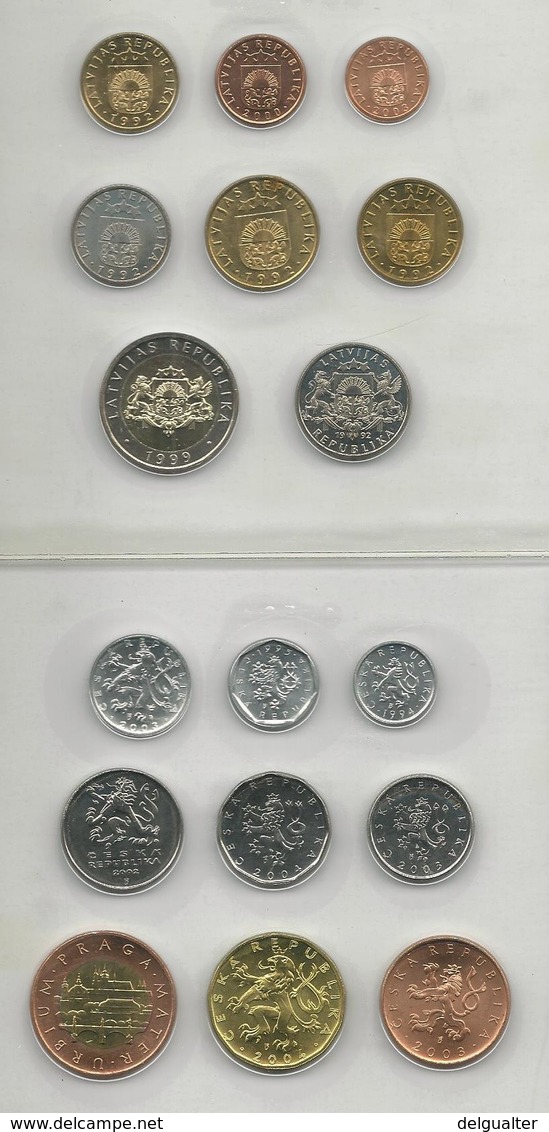 2 Collections BU Coins Latvia And Czech Republic Mix Dates - Kilowaar - Munten