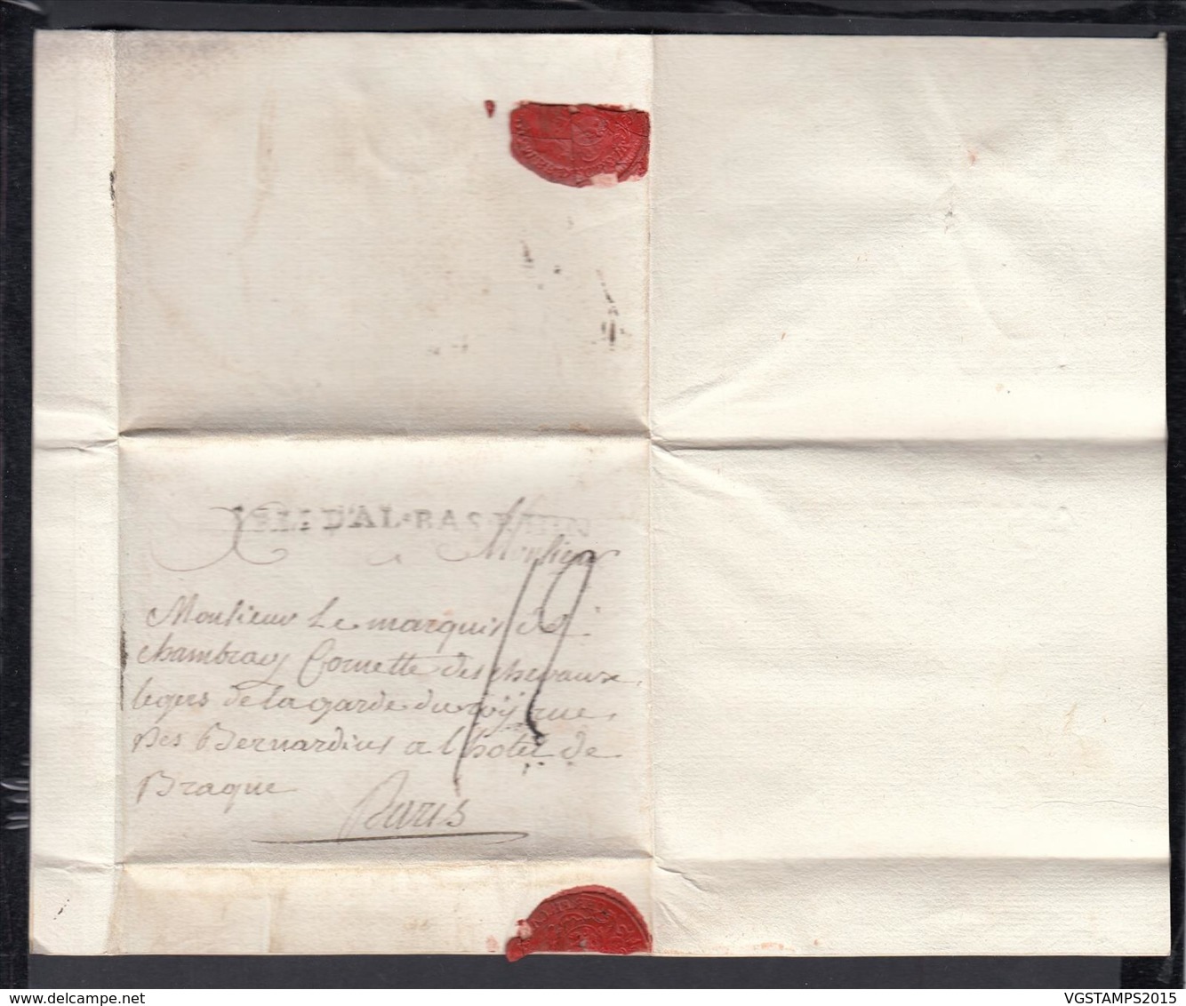 LETTRE DATE VILLAGE DE PETREVAIL 1759 " ARM D AL. BAS RHIN " GUERRE DES 7 ANS (DD) DC-2915 - Army Postmarks (before 1900)