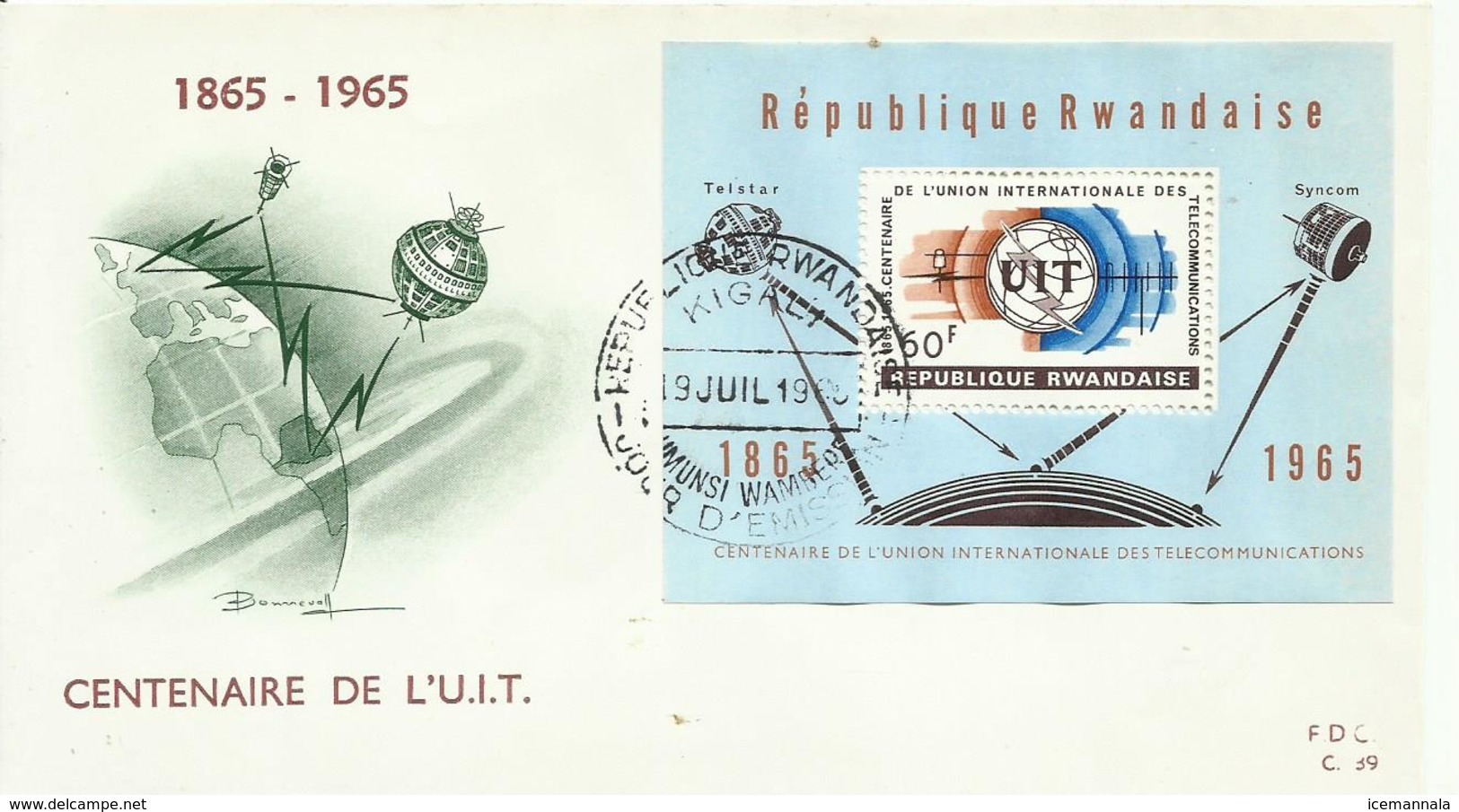 RWANDA SOBRE CENTENARIO DEL UIT - 1962-1969