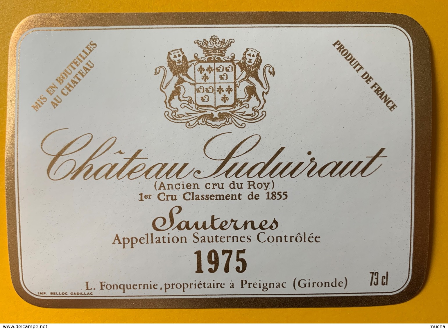 10395 -  Château Suduiraut 1975 Sauternes - Rouges