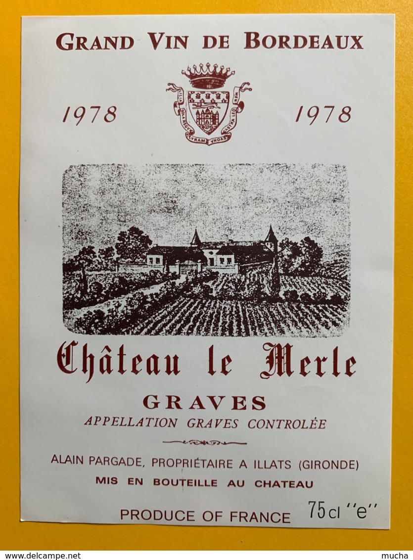 10399 -  Château Le Merle 1978 Graves - Rouges