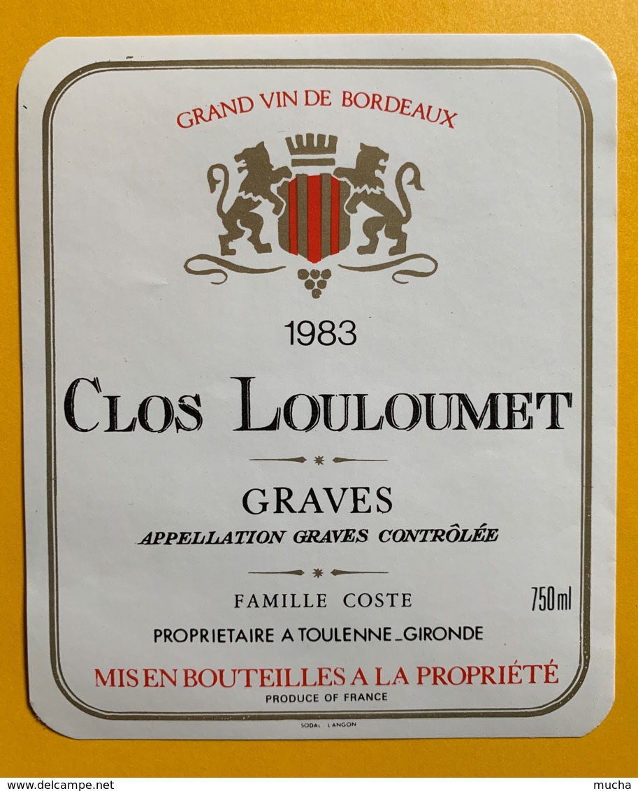 10409 - Clos Louloumet 1983 Graves - Rouges