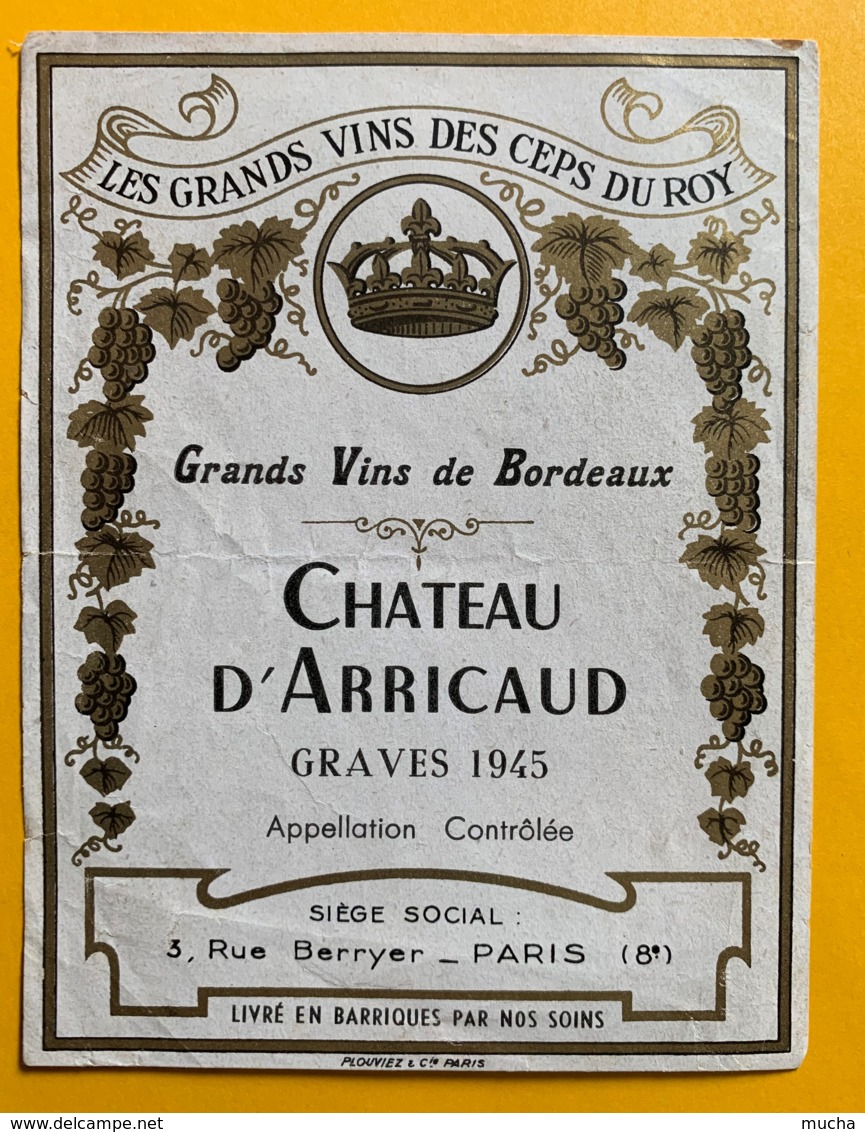 10413 - Château D'Arricaud  1945 Graves - Bordeaux