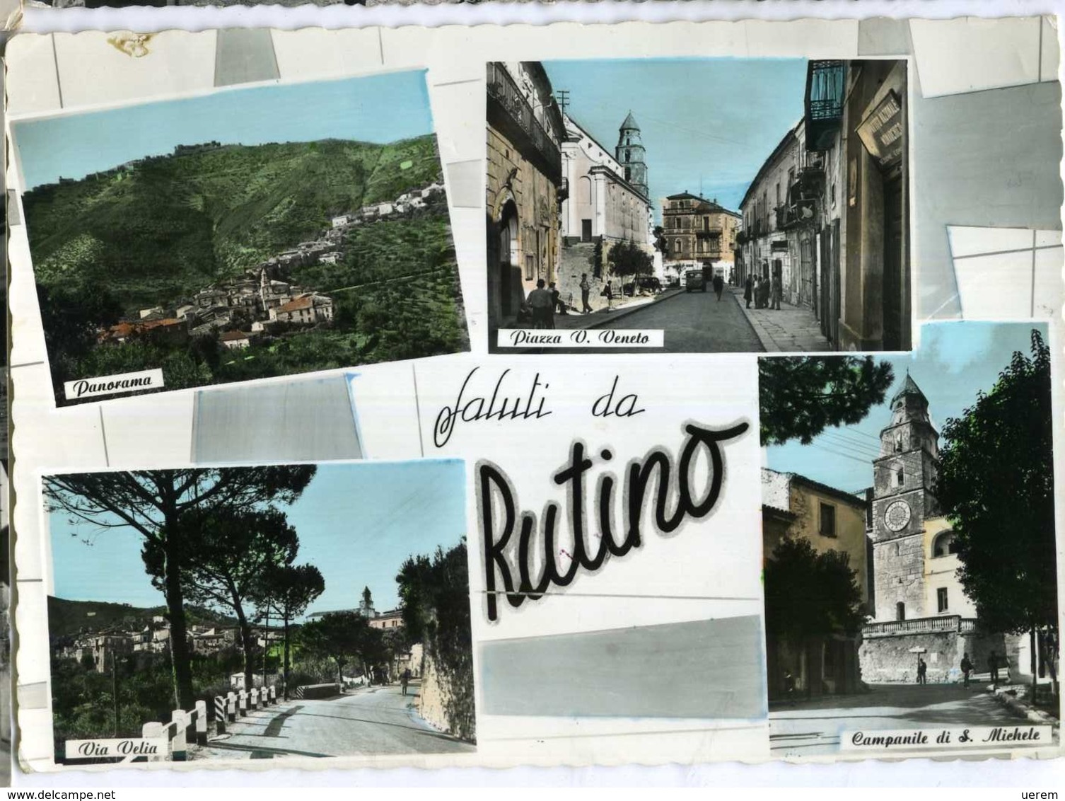 CAMPANIA SALERNO SALUTI DA RUTINO   Formato Grande Viaggiata 1959 Affrancatura Asportata Condizioni Buone - Salerno