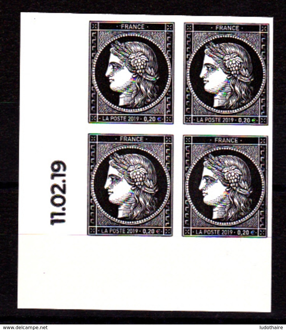 Cérès Bloc De 4 X 0.20 € Coin Daté 11.02.19 Non Dentelé, 170 Ans Du Premier Timbre De France 1849/2019 - Unused Stamps