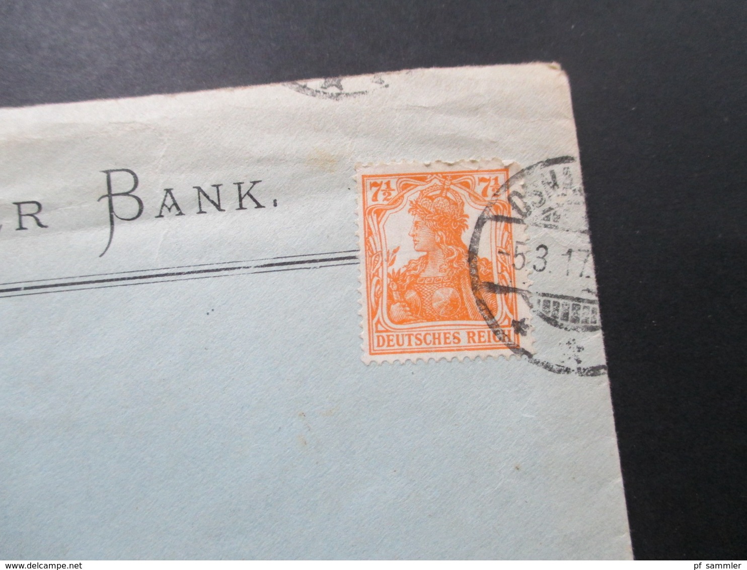 DR Germania 1917 Nr. 99 EF Ortsbrief Osnabrücker Bank Mit Rücks. Vignette Osnabrück. Vertraulich - Briefe U. Dokumente