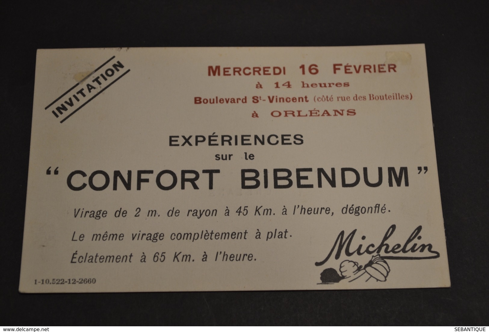 Carte Postale Orléans 1920 Pub Michelin Confort Bibendum Invitation - Publicité