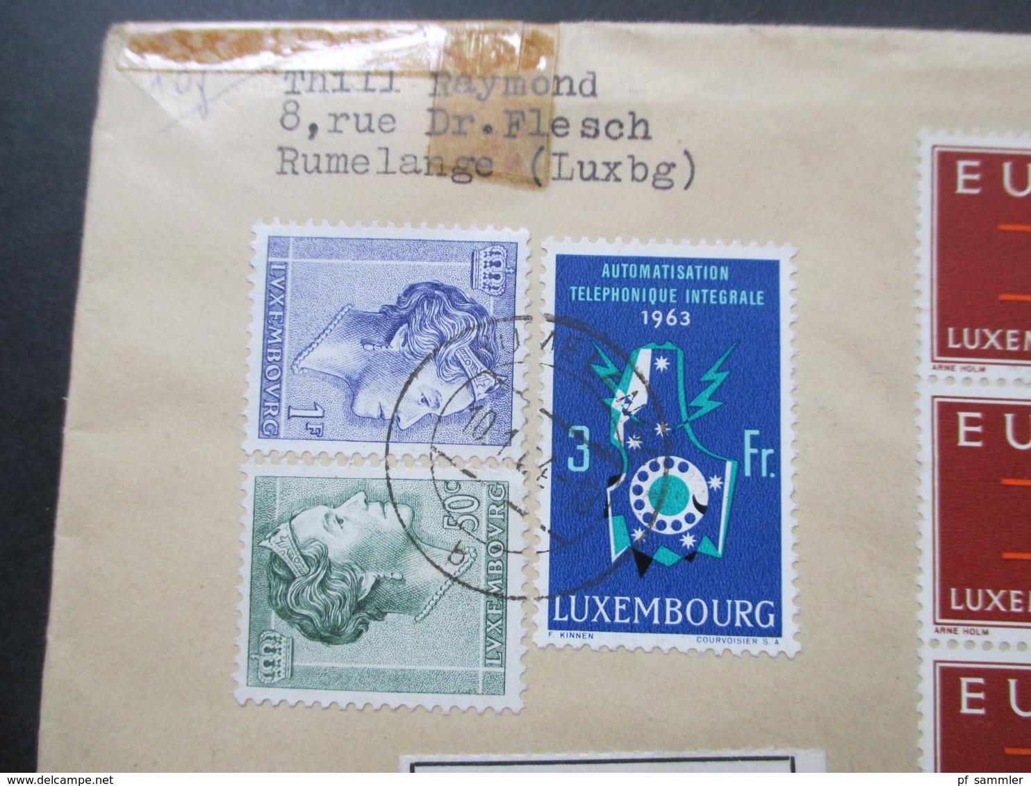 Luxemburg 1963 / 64 Einschreiben / Express Rumelange No 713 Recommande Europa Marken MiF Viele Stempel - Covers & Documents