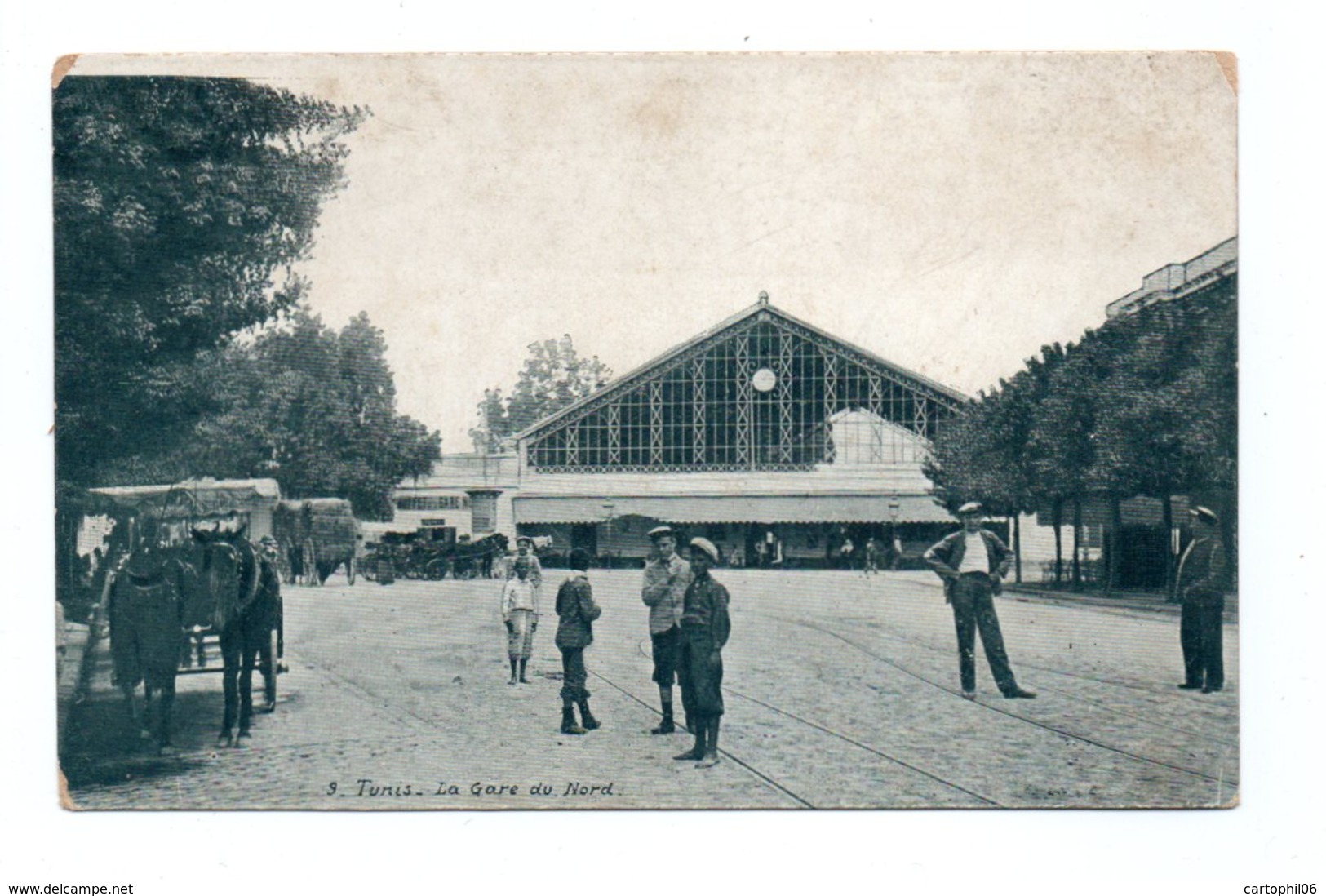 - CPA TUNIS (Tunisie) - La Gare Du Nord (avec Personnages Et Attelages) - Photo L. V. N° 9 - - Tunisie