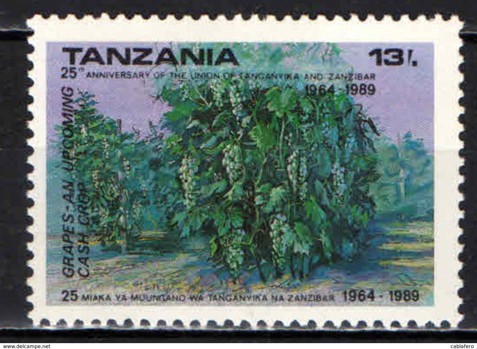 TANZANIA - 1990 - 25° ANNIVERSARIO DELL'UNIONE TRA ZANZIBAR E TANGANYKA - UVA - MNH - Tanzania (1964-...)