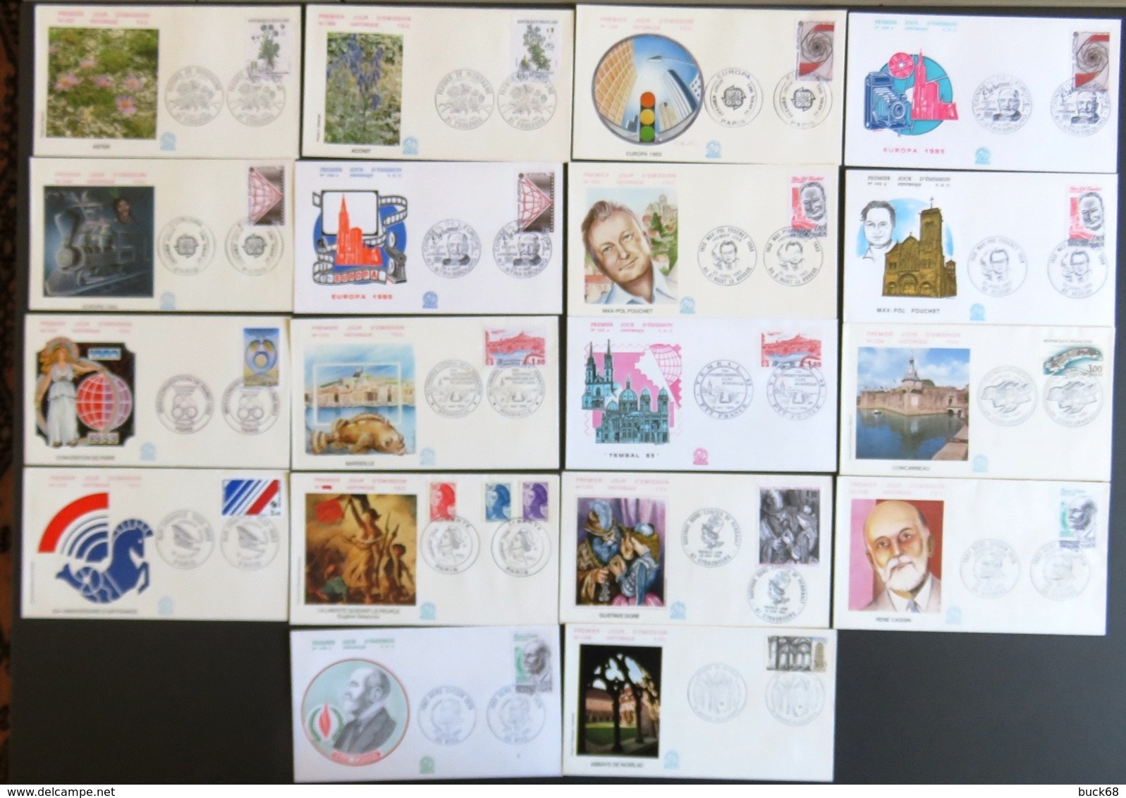 FRANCE Année 1983 Lot De 55 Enveloppes 1er Premier Jour FDC ETB (CV 146 €) Port Réduit 1 - Collections