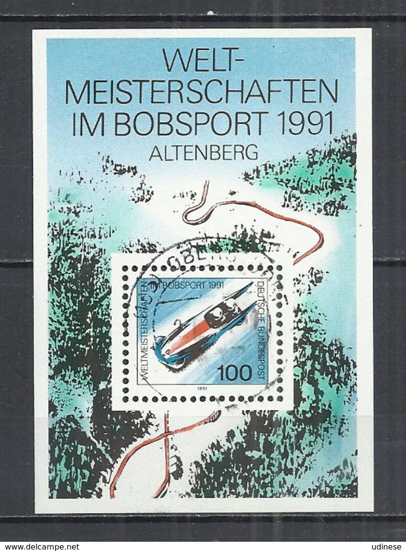 GERMANY 1991 - WORLD BOBSLEIGH CHAMPIONSHIPS, ALTENBERG -  M/S - USED OBLITERE GESTEMPELT USADO - Skateboard