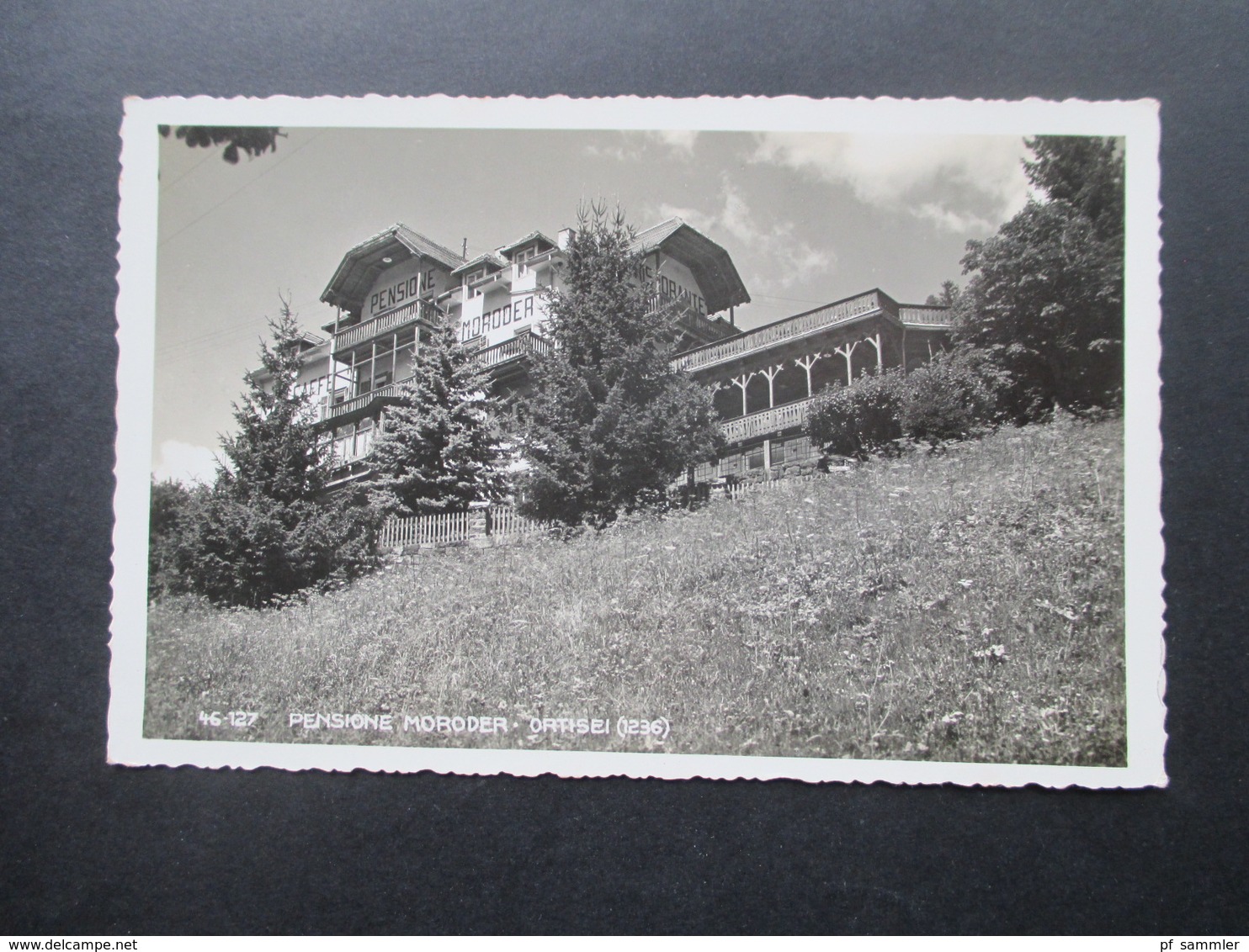 Echtfoto AK 1944 Pensione Moroder Ortisei (1236) Bozen Geschrieben In St. Ulrich - Hotels & Gaststätten