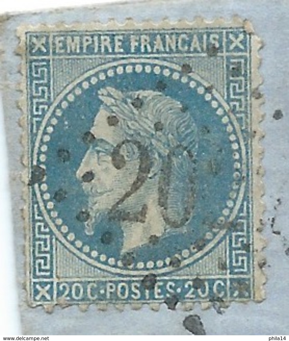 N° 29 NAPOEON SUR LETTRE / LEZIGNAN POUR TOULOUSE 1869 - 1849-1876: Période Classique