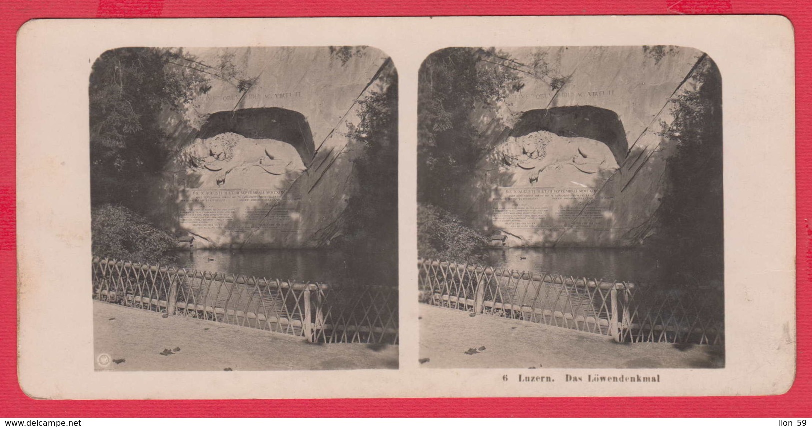 240891 / Stereoscope Card - Lucerne - DAS LOWENDENKMAL , NPG Switzerland Suisse Schweiz Zwitserland - Cartes Stéréoscopiques