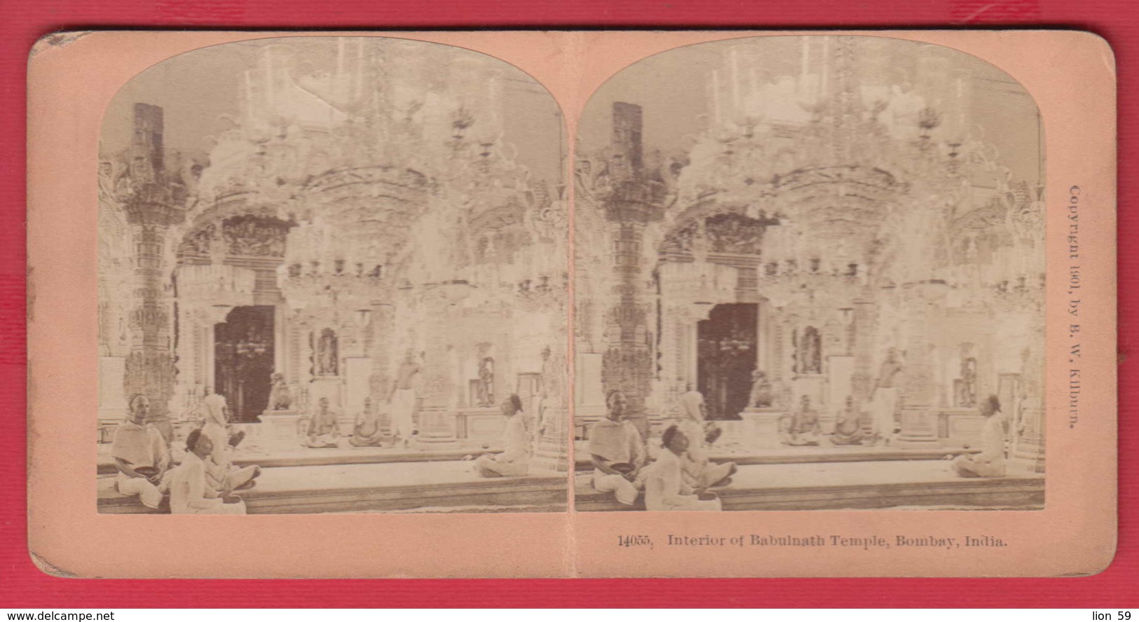 240896 / Stereoscope Card - 14055 Interior Of Babulnath Temple , Bombay, India Indie , Copyright 1901 By B.w. Kilburn, - Cartes Stéréoscopiques