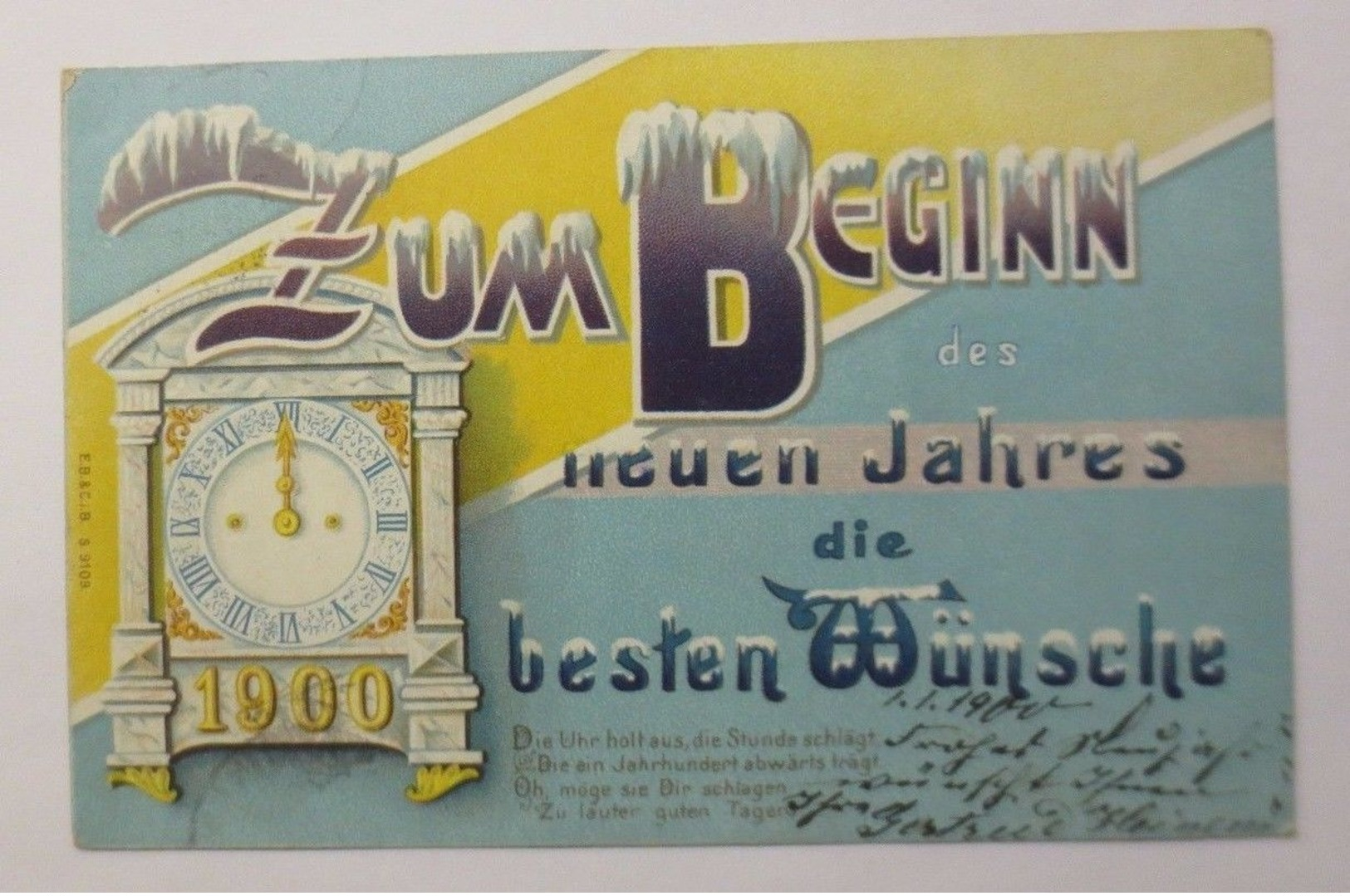 "Neujahr, Jahreszahl, Uhr" 1899 ♥  - Nieuwjaar