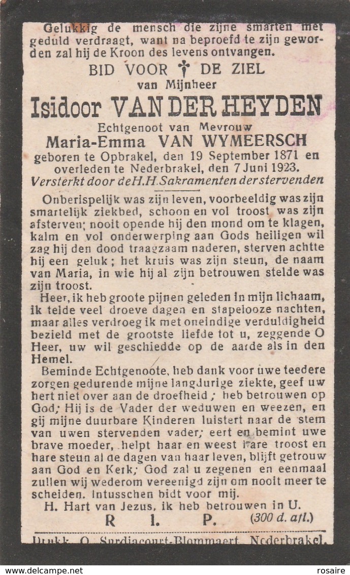 Dp-van  Der  Heyden-opbrakel 1871-nederbrakel 1923 - Andachtsbilder