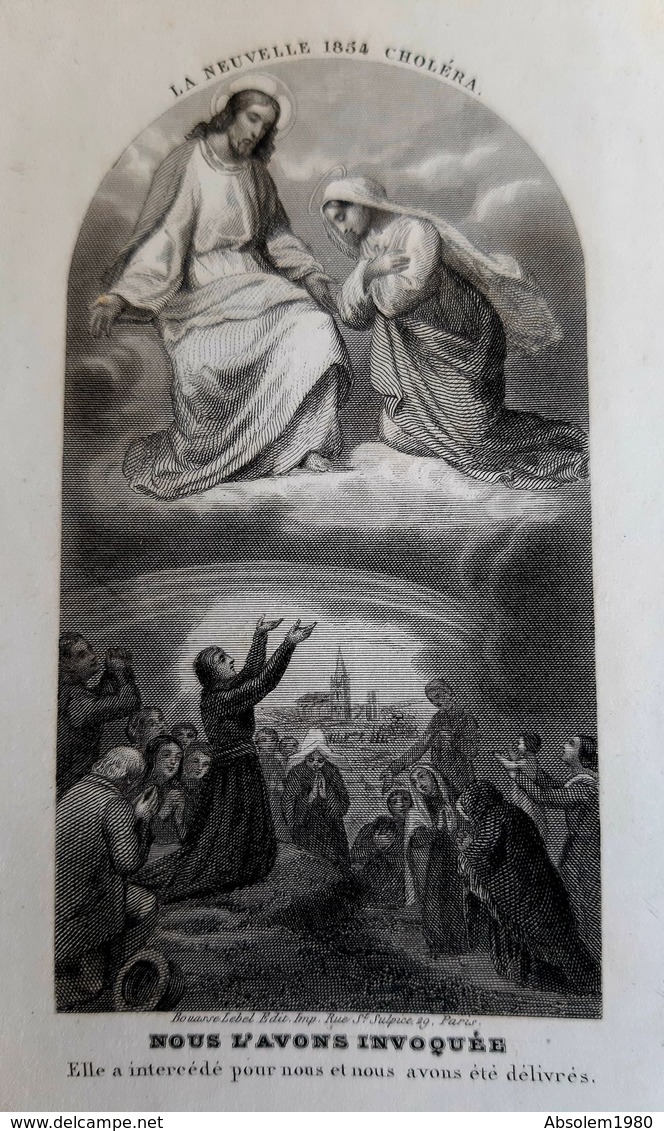 GRANDE GRAVURE IMAGE PIEUSE DELIVRANCE CHOLERA 1854 EPIDEMIE BOUASSE COLERA HOLY CARD SANTINI DEVOTIEPRENTJE - Santini