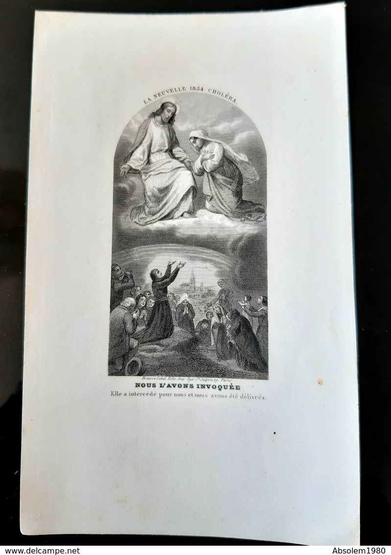 GRANDE GRAVURE IMAGE PIEUSE DELIVRANCE CHOLERA 1854 EPIDEMIE BOUASSE COLERA HOLY CARD SANTINI DEVOTIEPRENTJE - Santini