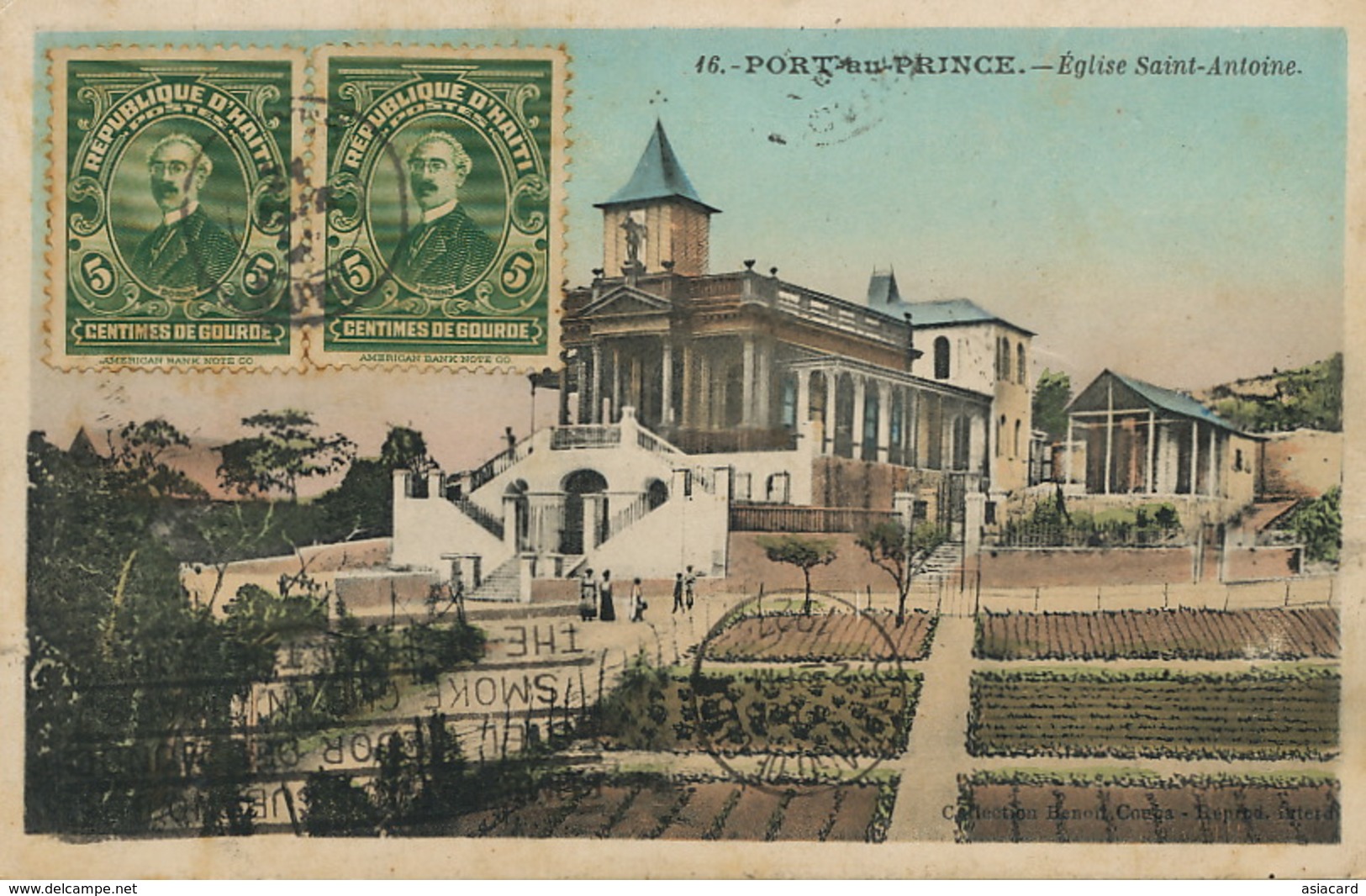 Port Au Prince Eglise Saint Antoine Collection Couba . 2 Stamps Cayes  To Central San Antonio Guantanamo Sugar Mill - Haïti