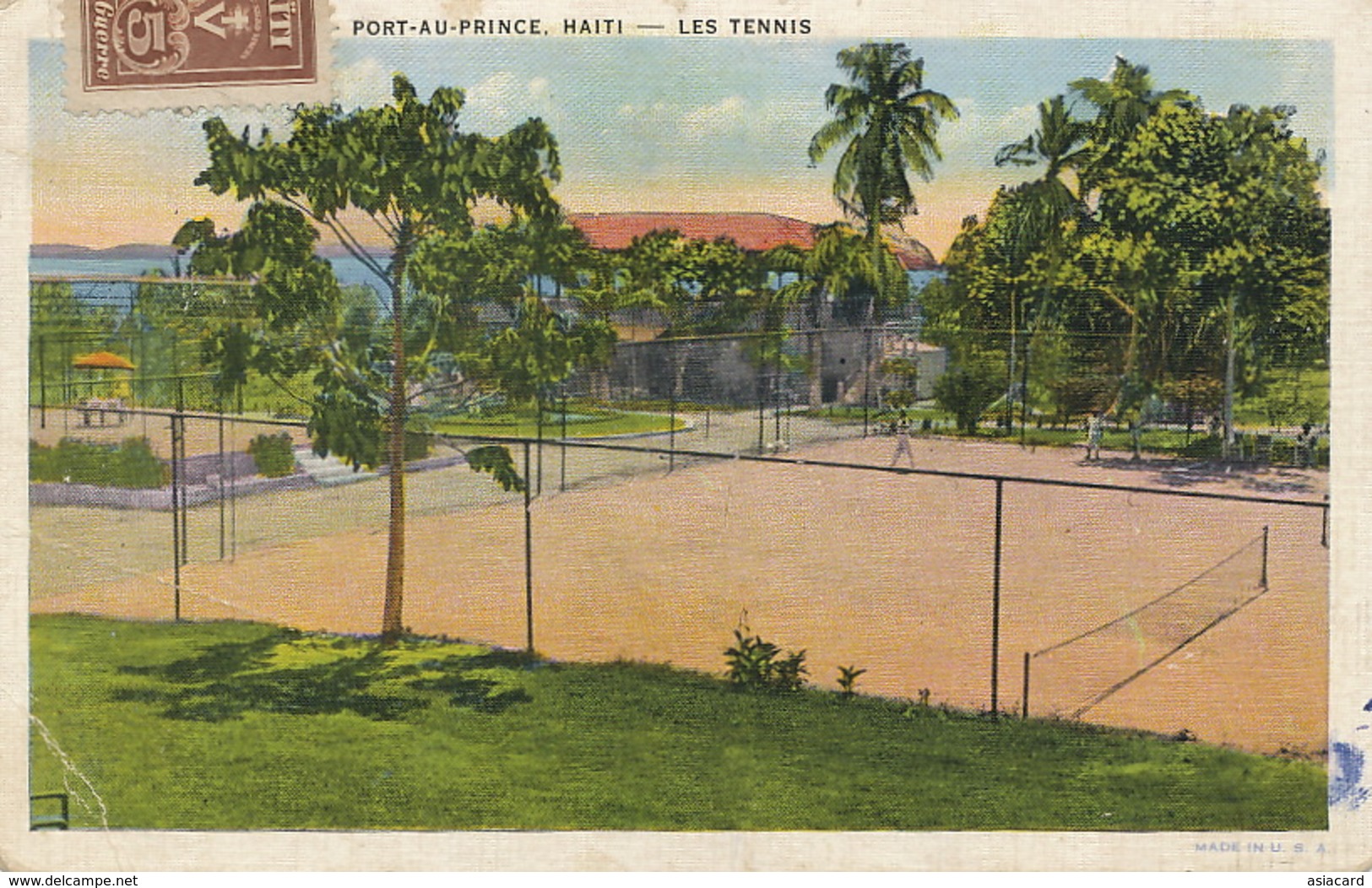 Port Au Prince  Tennis Court 3  Stamps To USA  Club Thorland Some Creases - Haïti