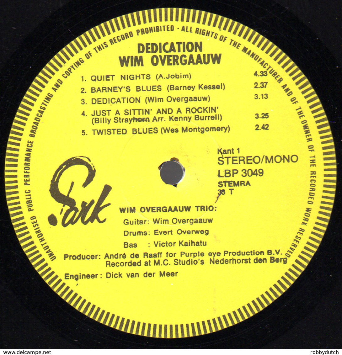 * LP *  Wim Overgaauw - Dedication - Jazz