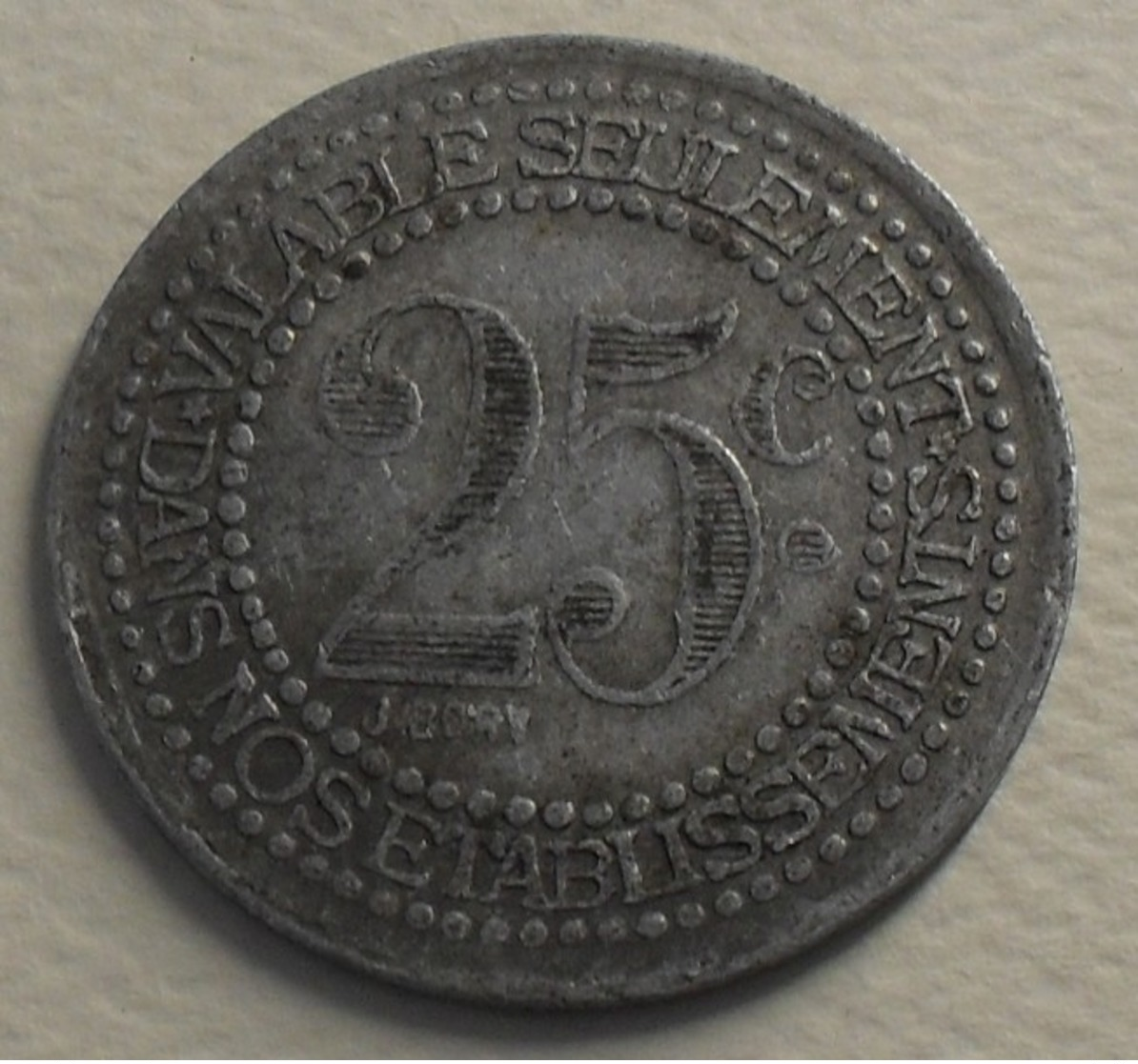 1922 ND - France - Jeton - Token - 25 CENTIMES, Cie Fermière Et Thermal De Vichy (03) - Noodgeld