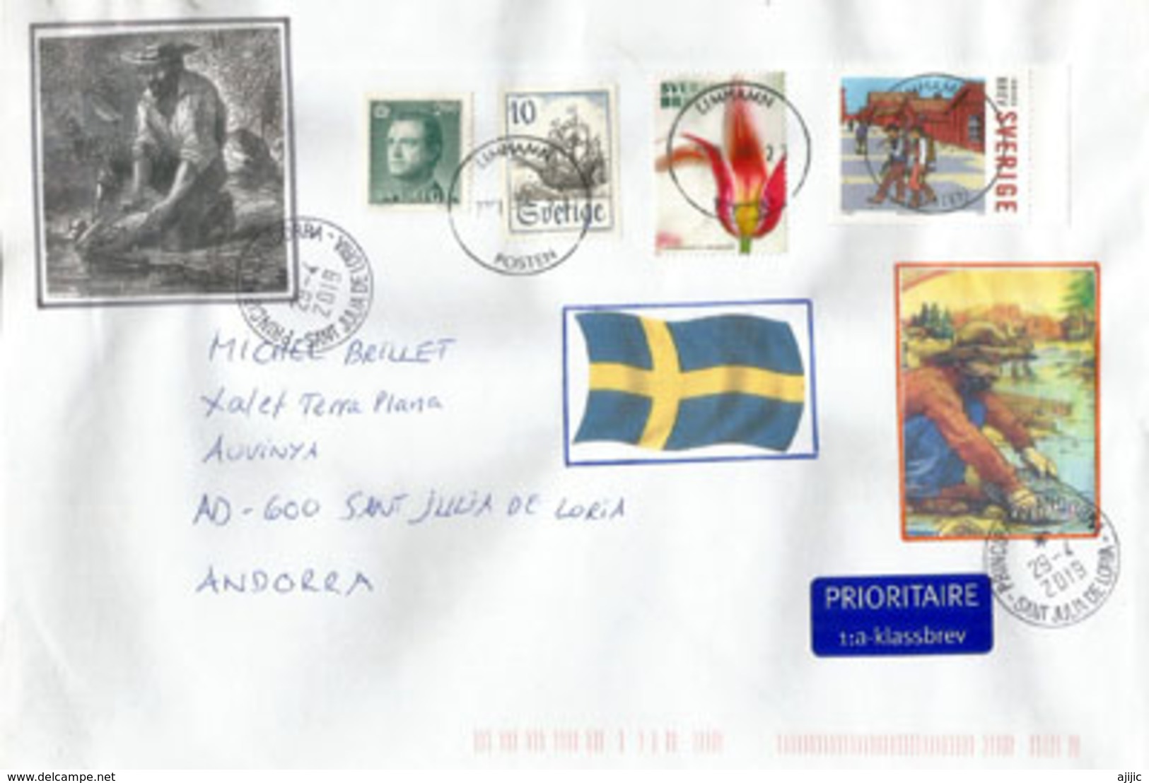 SUEDE. Falun Mine, Letter From Sweden Sent To Andorra, With Arrival Postmark - Minerals