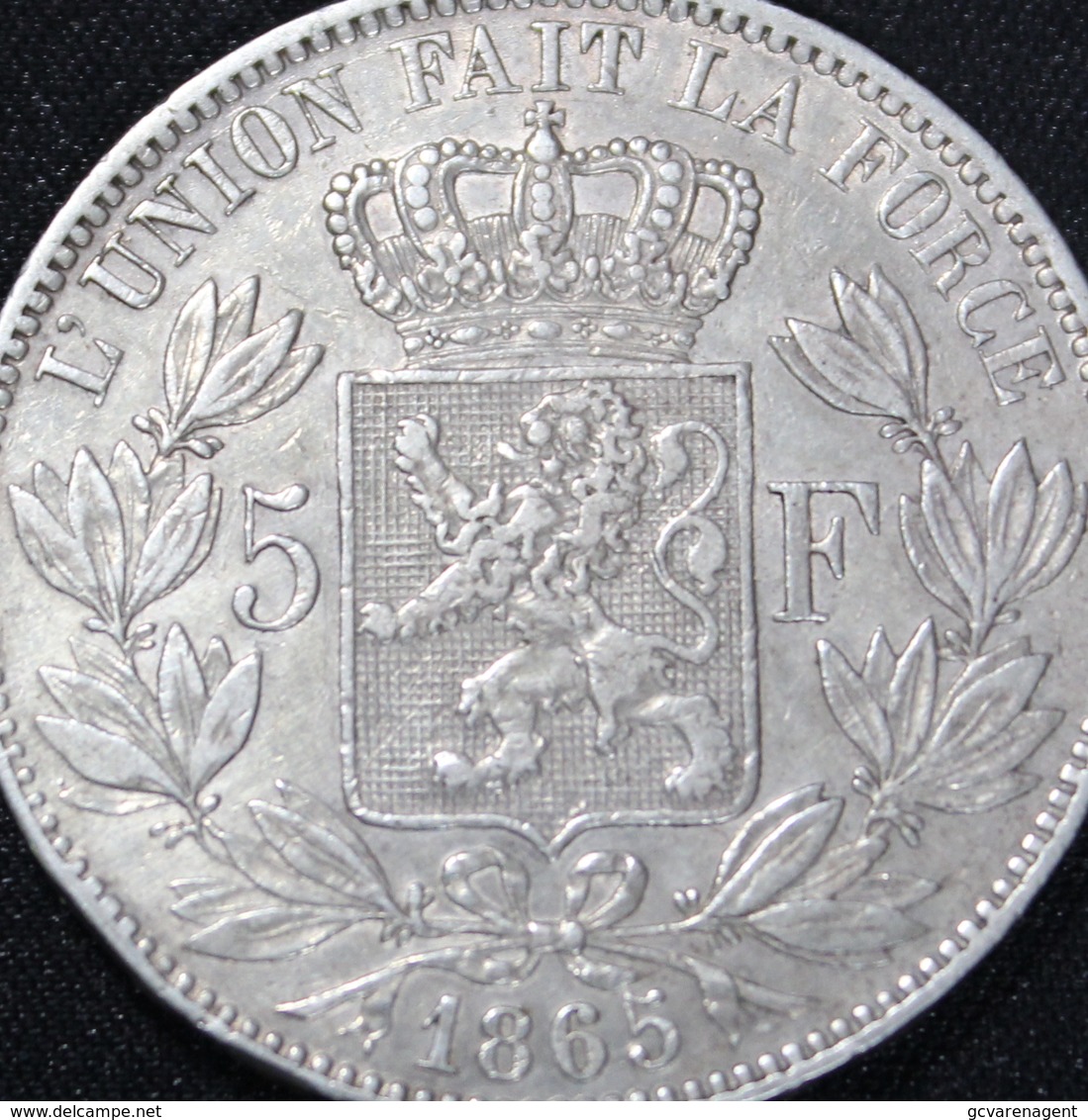 LEOPOLD II 5 FR 1865   TOP KWALITEIT   4 AFBEELDINGEN - 1/2 Franc