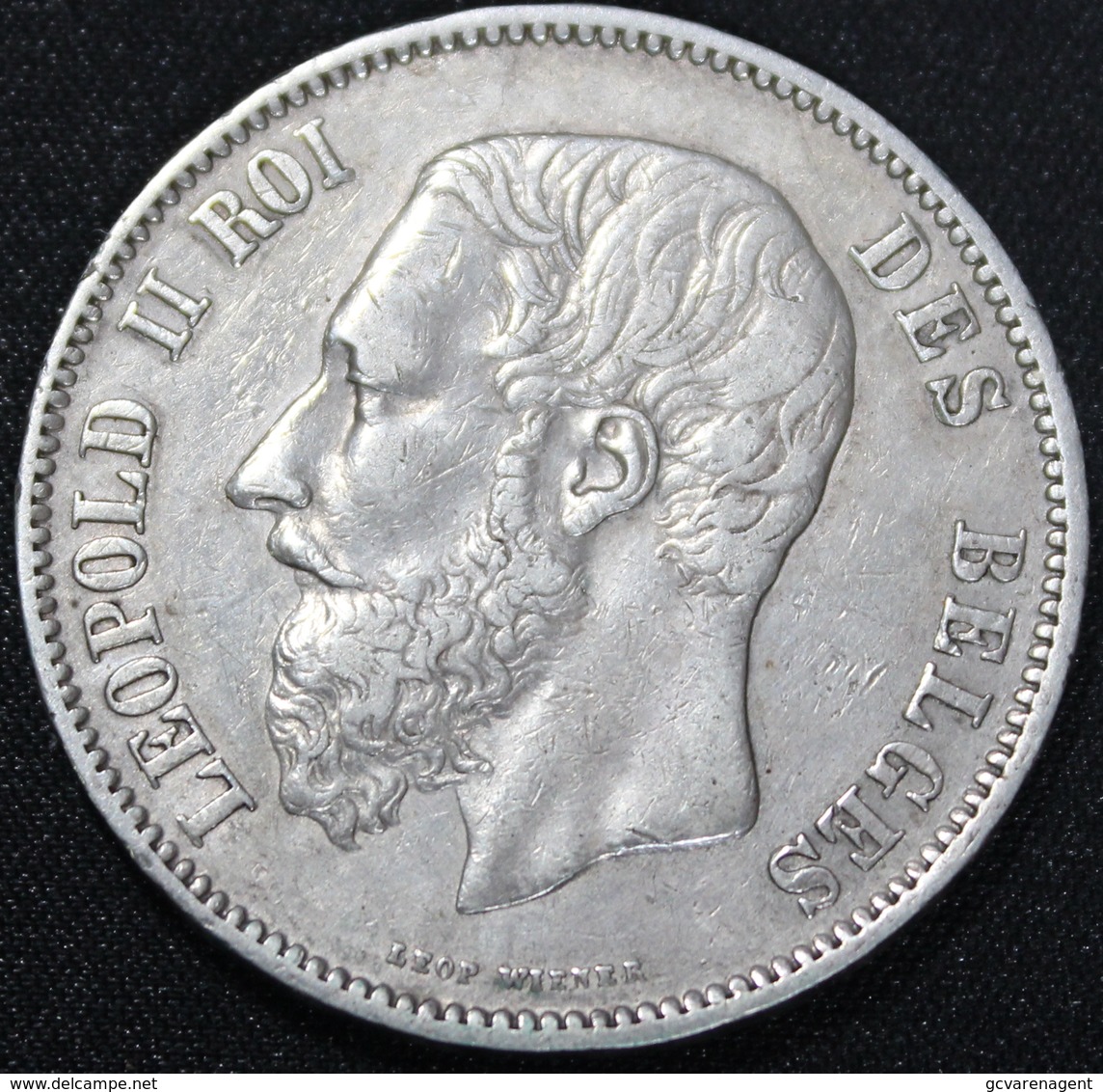 LEOPOLD II 5 FR 1865   TOP KWALITEIT   4 AFBEELDINGEN - 1/2 Franc