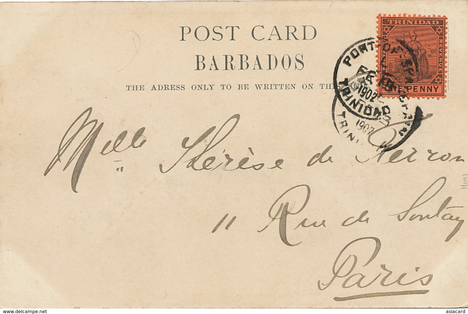 Barbados  Codrington College  P. Used Port Of Spain Trinidad In 1902 - Barbades