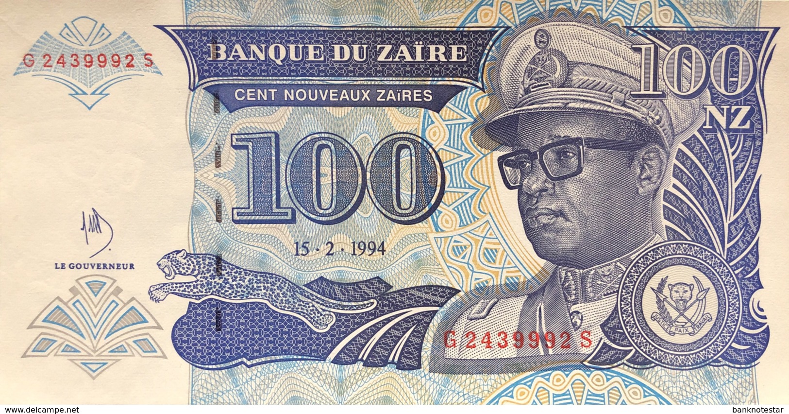 Zaire 100 Nouveaux Zaires, P-60 (15.2.1994) - UNC - Zaire